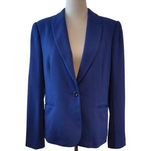 Lilly Puliltzer Womens Blue Single Button Pink Lined Career Blazer Jacket XL